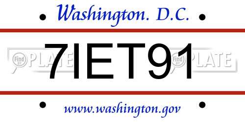 7IET91 District Of Columbia License Plate