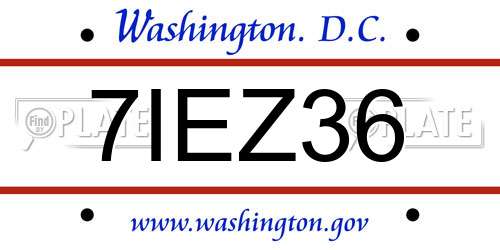 7IEZ36 District Of Columbia License Plate