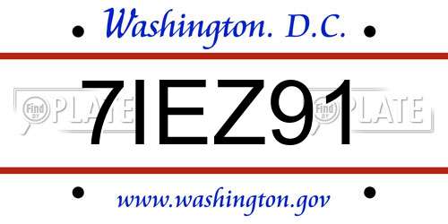 7IEZ91 District Of Columbia License Plate