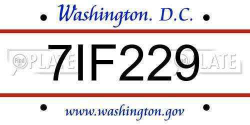 7IF229 District Of Columbia License Plate