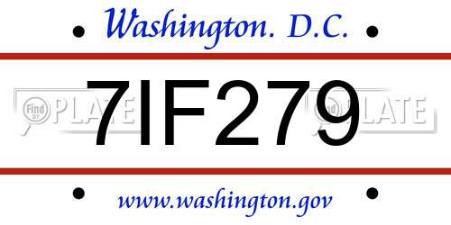 7IF279 District Of Columbia License Plate
