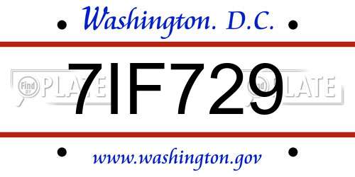 7IF729 District Of Columbia License Plate