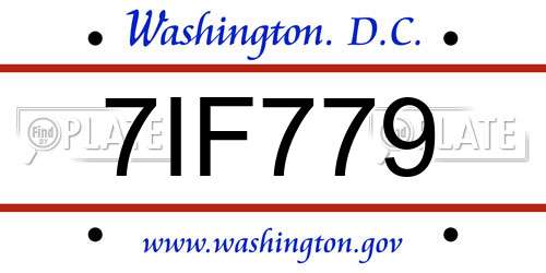 7IF779 District Of Columbia License Plate