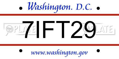 7IFT29 District Of Columbia License Plate