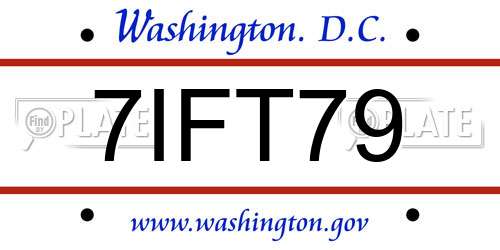 7IFT79 District Of Columbia License Plate