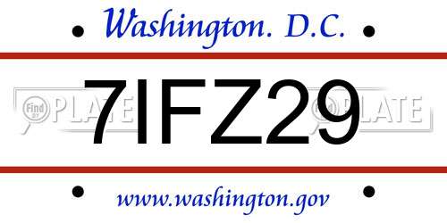 7IFZ29 District Of Columbia License Plate