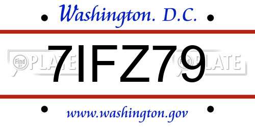 7IFZ79 District Of Columbia License Plate