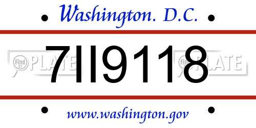 7II9118 District Of Columbia License Plate