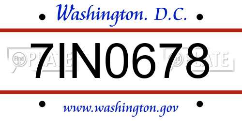 7IN0678 District Of Columbia License Plate