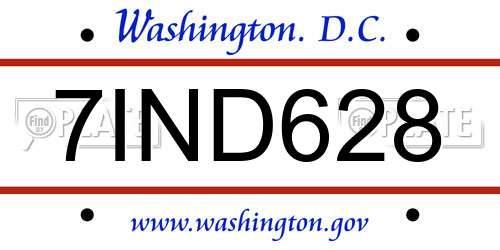 7IND628 District Of Columbia License Plate