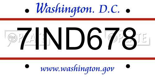 7IND678 District Of Columbia License Plate