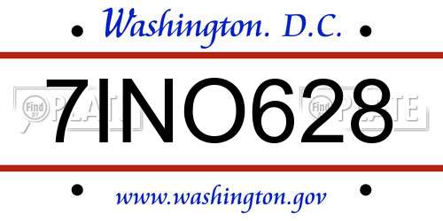 7INO628 District Of Columbia License Plate