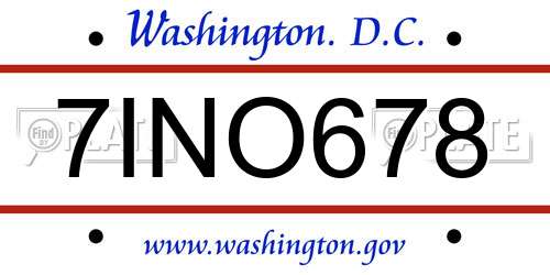 7INO678 District Of Columbia License Plate