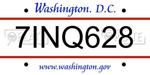 7INQ628 District Of Columbia License Plate