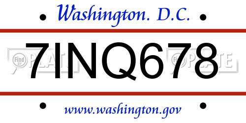 7INQ678 District Of Columbia License Plate