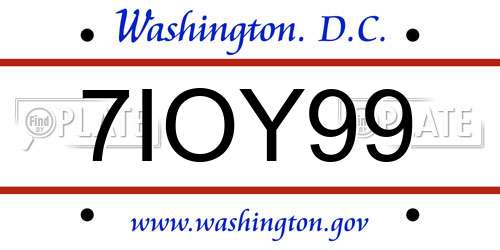 7IOY99 District Of Columbia License Plate