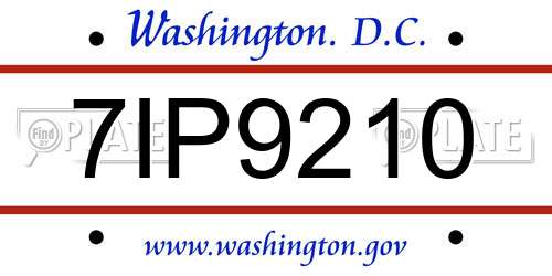 7IP9210 District Of Columbia License Plate