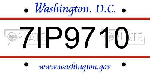 7IP9710 District Of Columbia License Plate