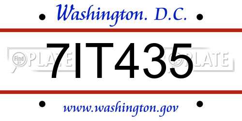 7IT435 District Of Columbia License Plate