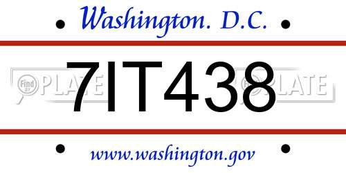 7IT438 District Of Columbia License Plate
