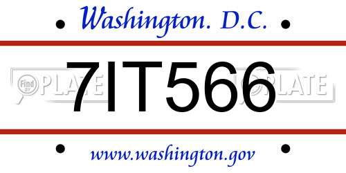 7IT566 District Of Columbia License Plate