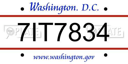 7IT7834 District Of Columbia License Plate
