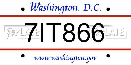 7IT866 District Of Columbia License Plate