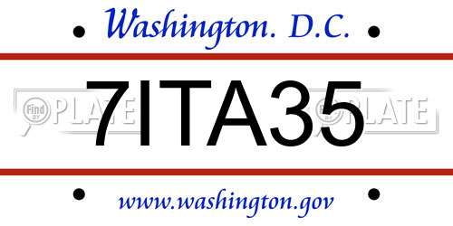 7ITA35 District Of Columbia License Plate