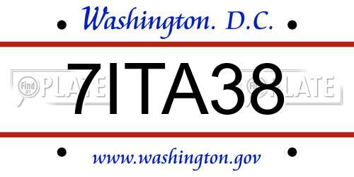 7ITA38 District Of Columbia License Plate