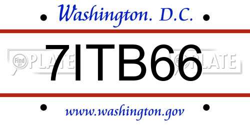 7ITB66 District Of Columbia License Plate