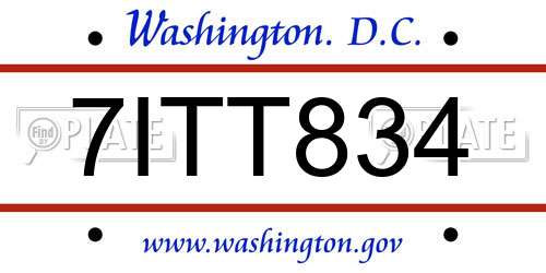 7ITT834 District Of Columbia License Plate