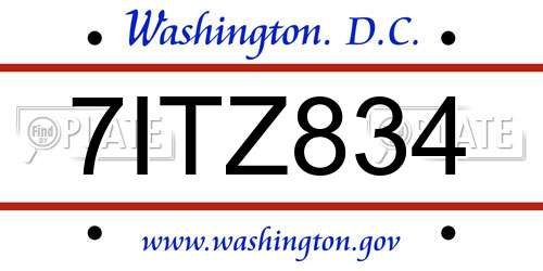 7ITZ834 District Of Columbia License Plate