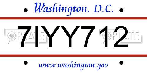 7IYY712 District Of Columbia License Plate