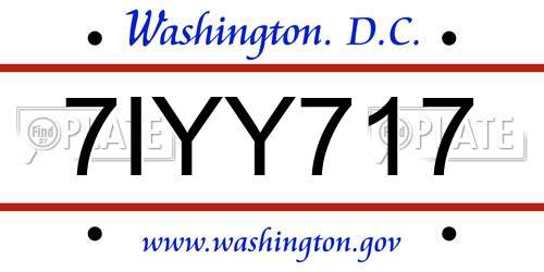 7IYY717 District Of Columbia License Plate