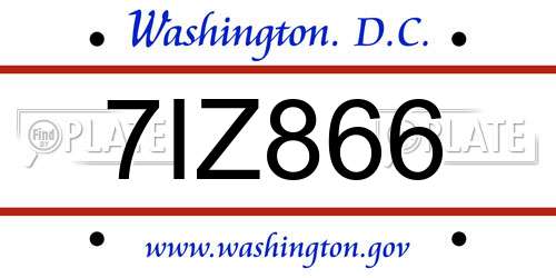 7IZ866 District Of Columbia License Plate