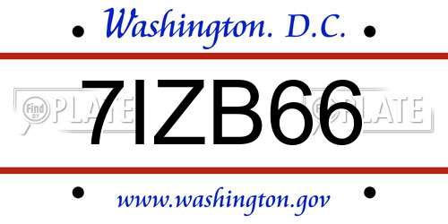 7IZB66 District Of Columbia License Plate
