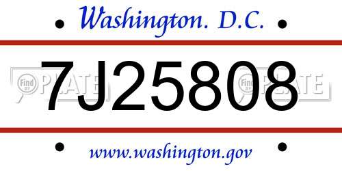 7J25808 District Of Columbia License Plate