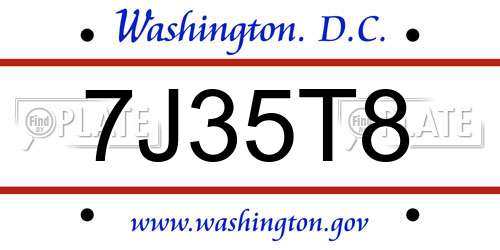 7J35T8 District Of Columbia License Plate