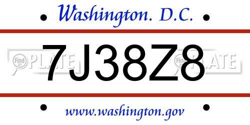 7J38Z8 District Of Columbia License Plate