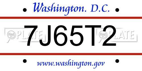 7J65T2 District Of Columbia License Plate