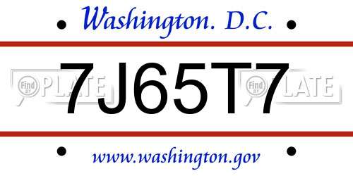 7J65T7 District Of Columbia License Plate