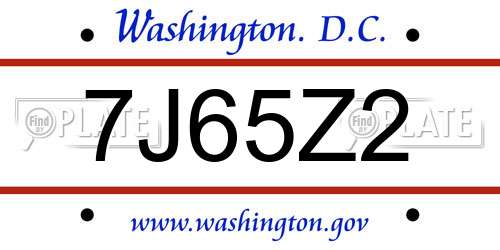 7J65Z2 District Of Columbia License Plate