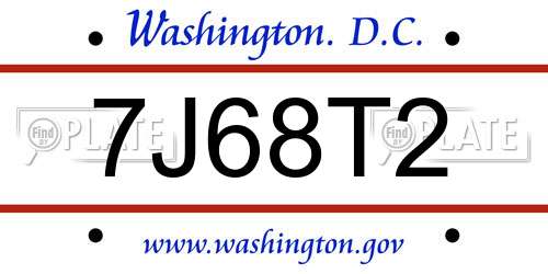 7J68T2 District Of Columbia License Plate