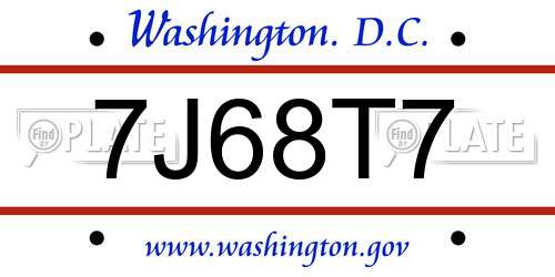 7J68T7 District Of Columbia License Plate