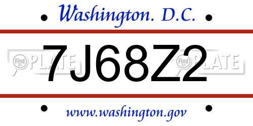 7J68Z2 District Of Columbia License Plate