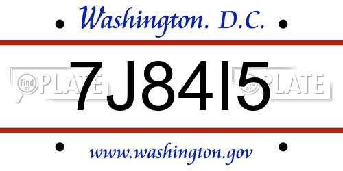 7J84I5 District Of Columbia License Plate