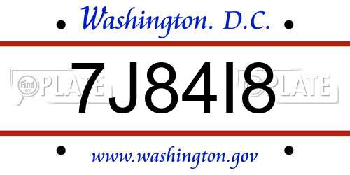 7J84I8 District Of Columbia License Plate
