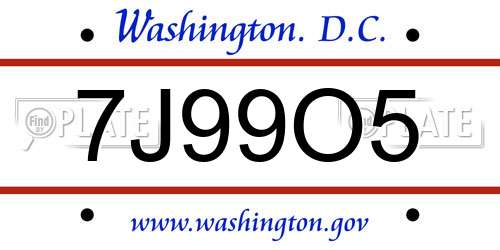 7J99O5 District Of Columbia License Plate