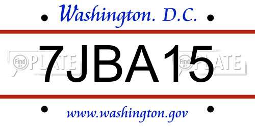 7JBA15 District Of Columbia License Plate