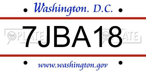 7JBA18 District Of Columbia License Plate